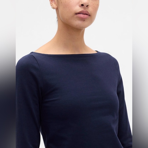NWT | GAP Stretch Jersey Boatneck T-Shirt | Deep True Navy Blue XL | MSRP $29.99 - Picture 4 of 6